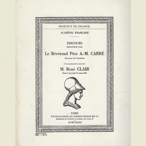 Discours prononcé à l'occasion de la mort de René Clair