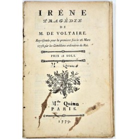 Voltaire : IRENE, Tragédie... 1779
